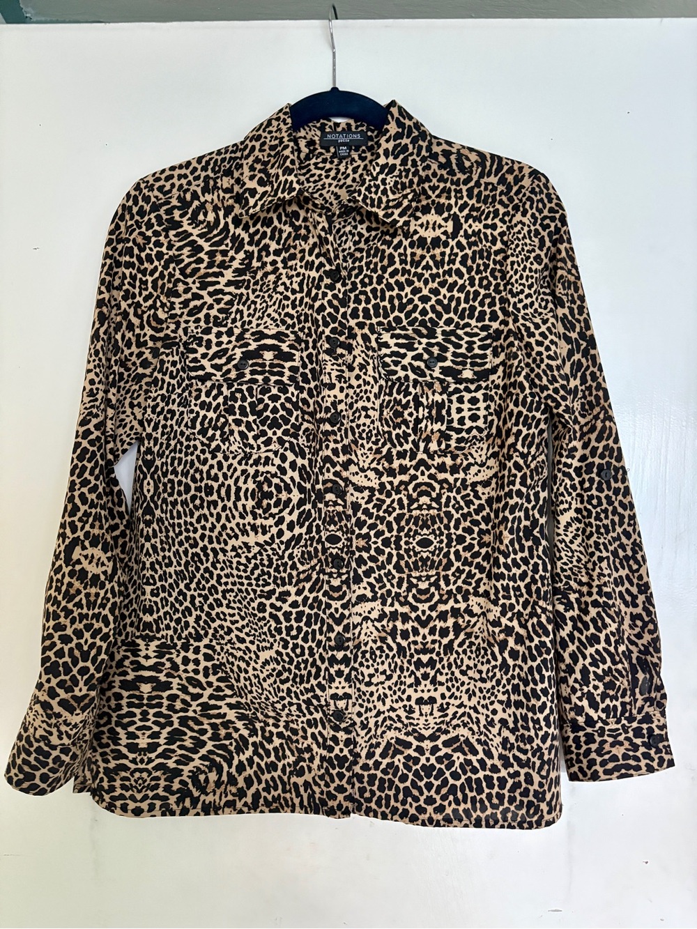 Leopard Print Button-Up Blouse - Tan & Black PM